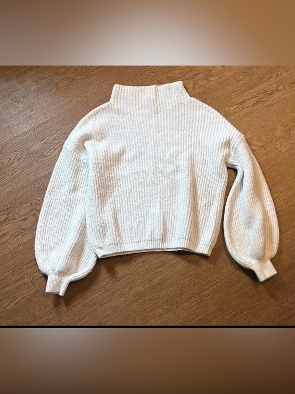 a new day Cream Ribbed Funnel Neck Sweater